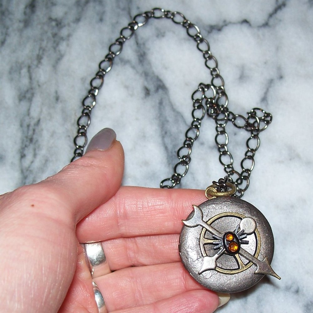 Gothic Steampunk Clock Spider Locket Necklace